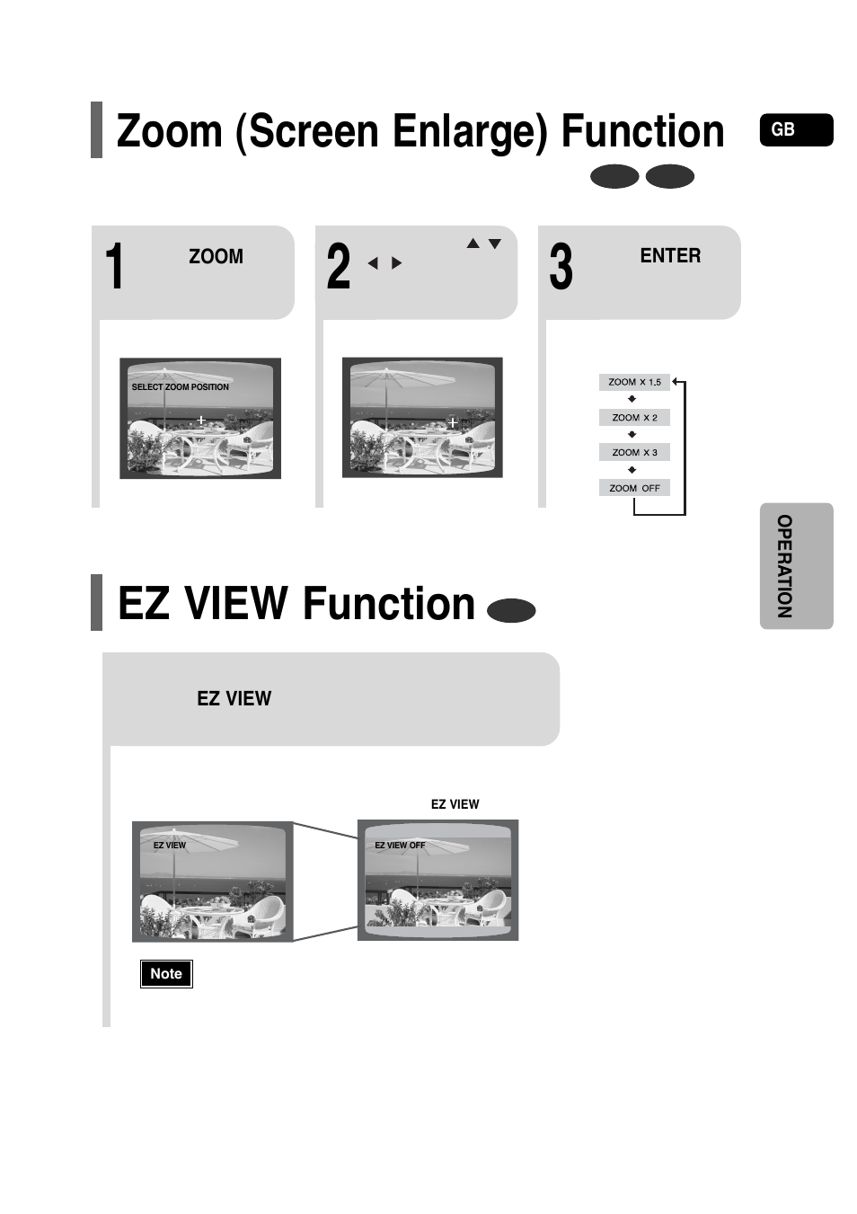 Zoom (screen enlarge) function, Ez view function, Zoom (screen enlarge) function ez view function | Samsung HT-P30 User Manual | Page 31 / 68