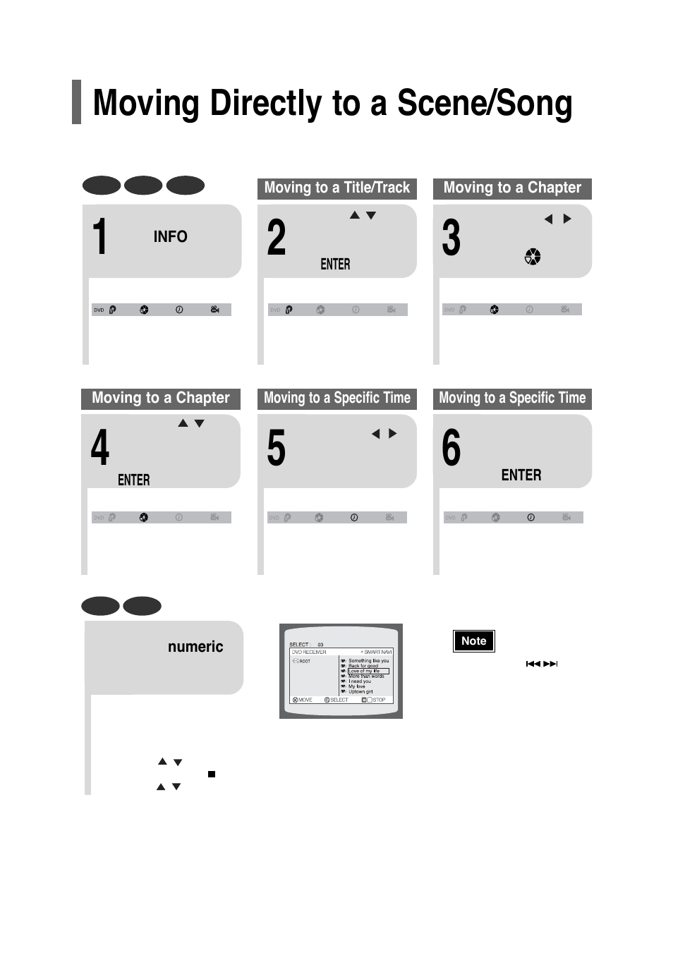 Moving directly to a scene/song | Samsung HT-P30 User Manual | Page 34 / 68