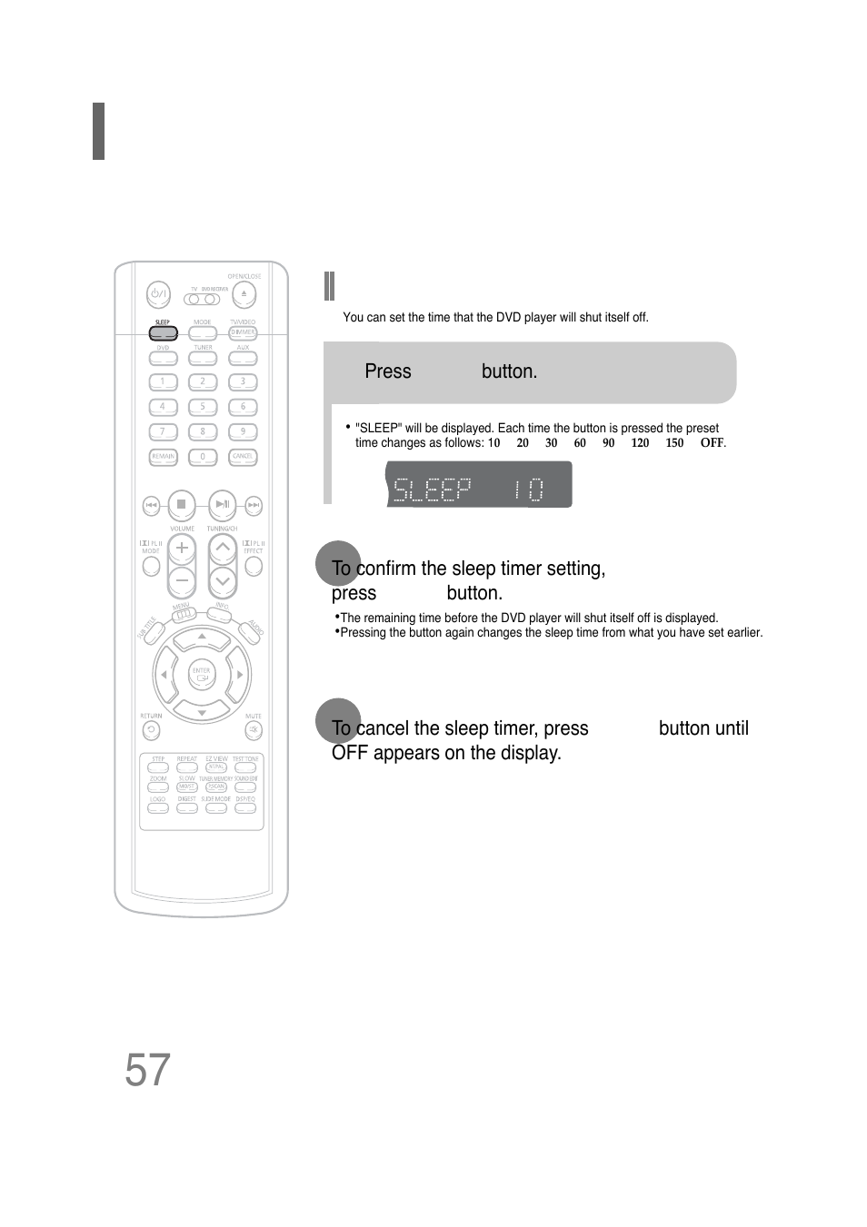 Miscellaneous, Convenient functions, Sleep timer function | Samsung HT-P30 User Manual | Page 58 / 68