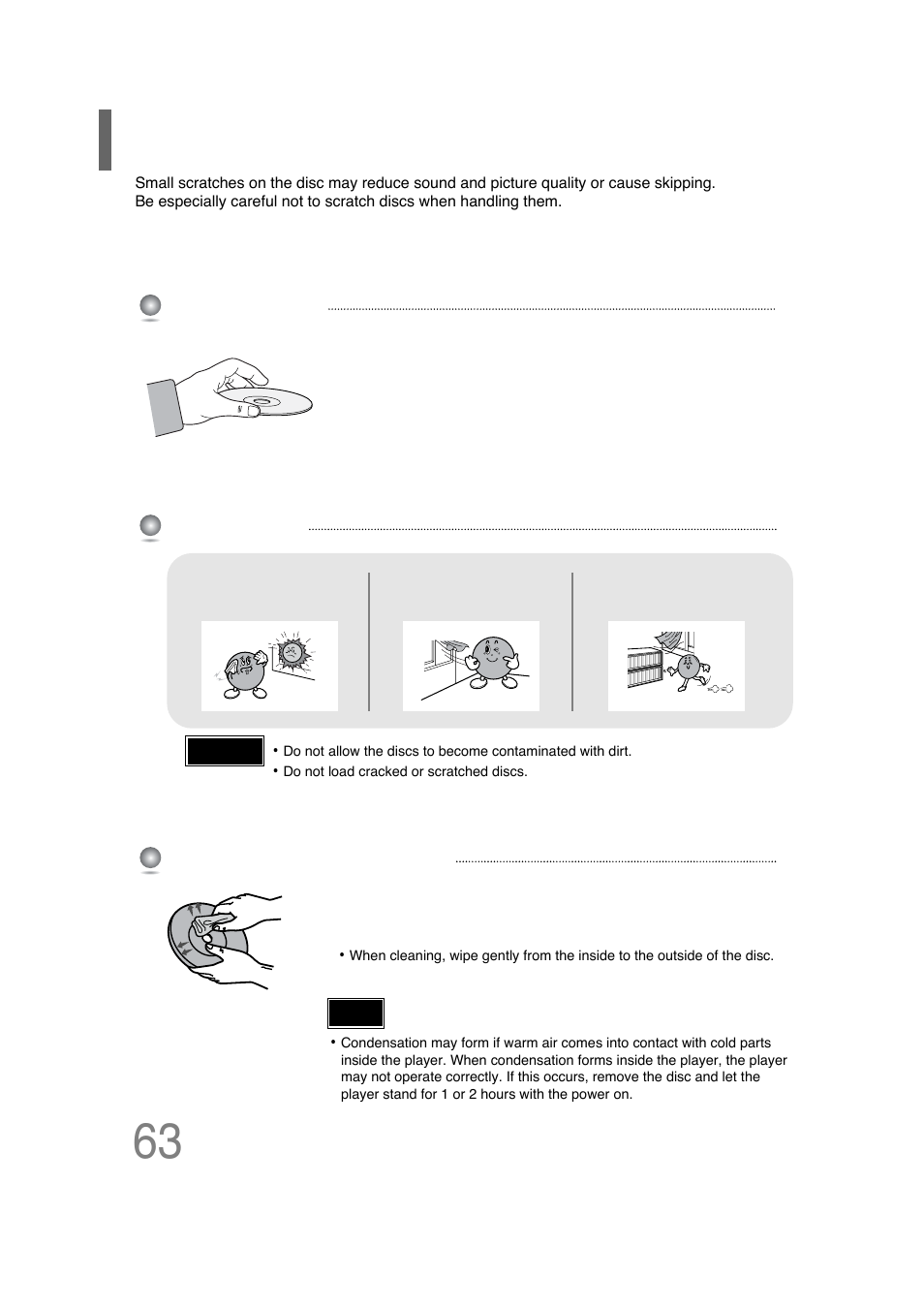 Cautions on handling and storing discs | Samsung HT-P30 User Manual | Page 64 / 68