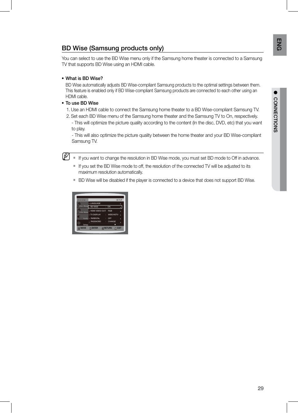 Bd wise (samsung products only), En g | Samsung HT-TZ525 User Manual | Page 29 / 78