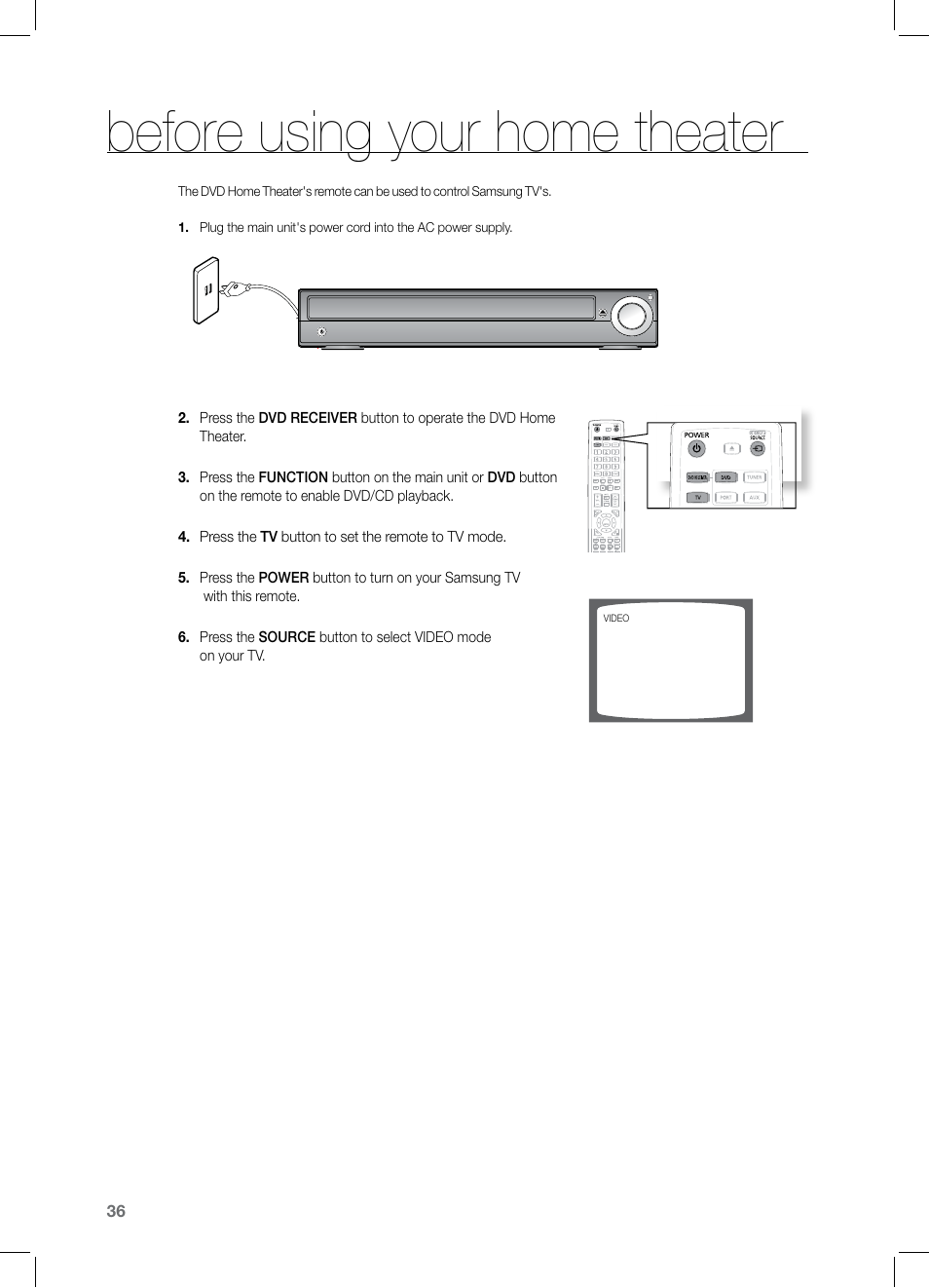Before using your home theater | Samsung HT-TZ525 User Manual | Page 36 / 78