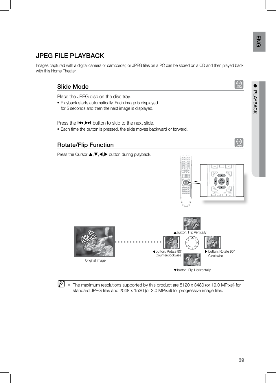 Jpeg file playback | Samsung HT-TZ525 User Manual | Page 39 / 78