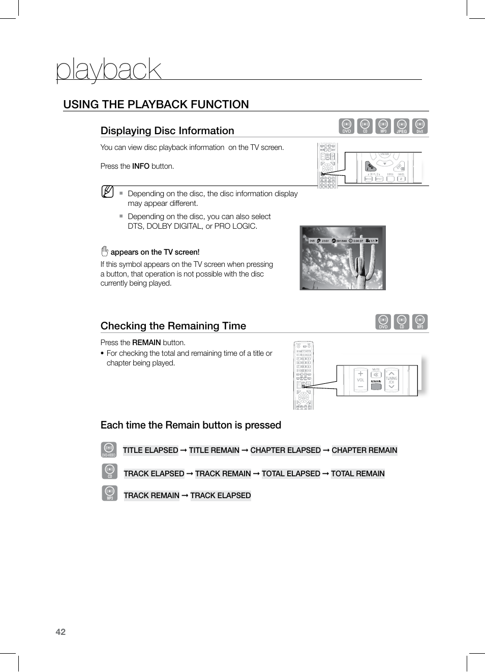Playback, Dbagd | Samsung HT-TZ525 User Manual | Page 42 / 78