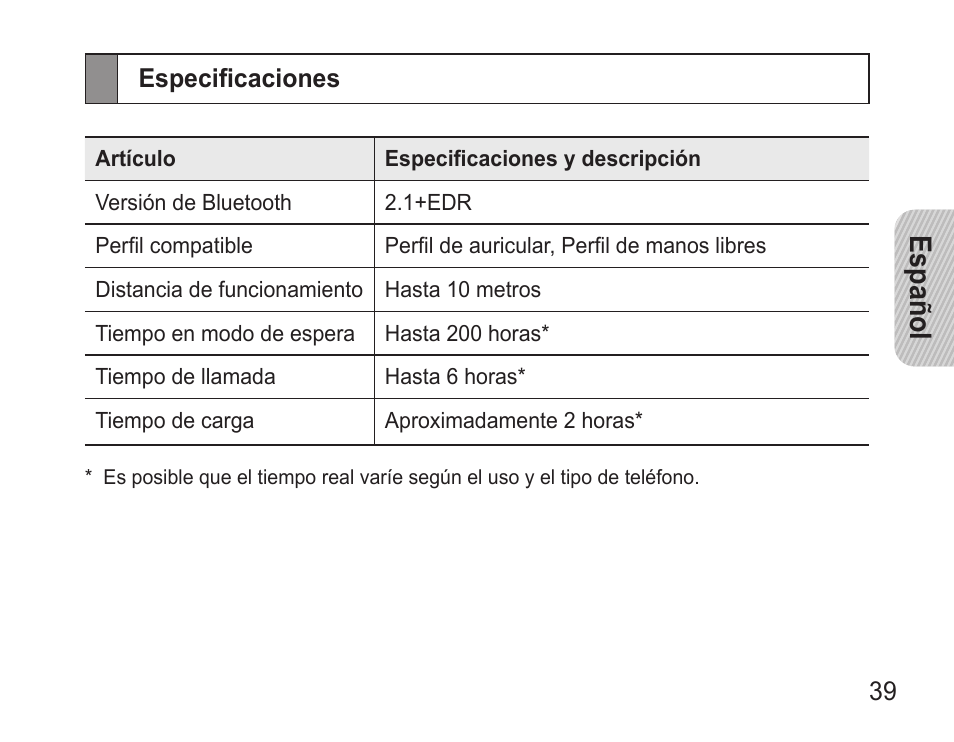 Español | Samsung GH68-28506A User Manual | Page 42 / 42