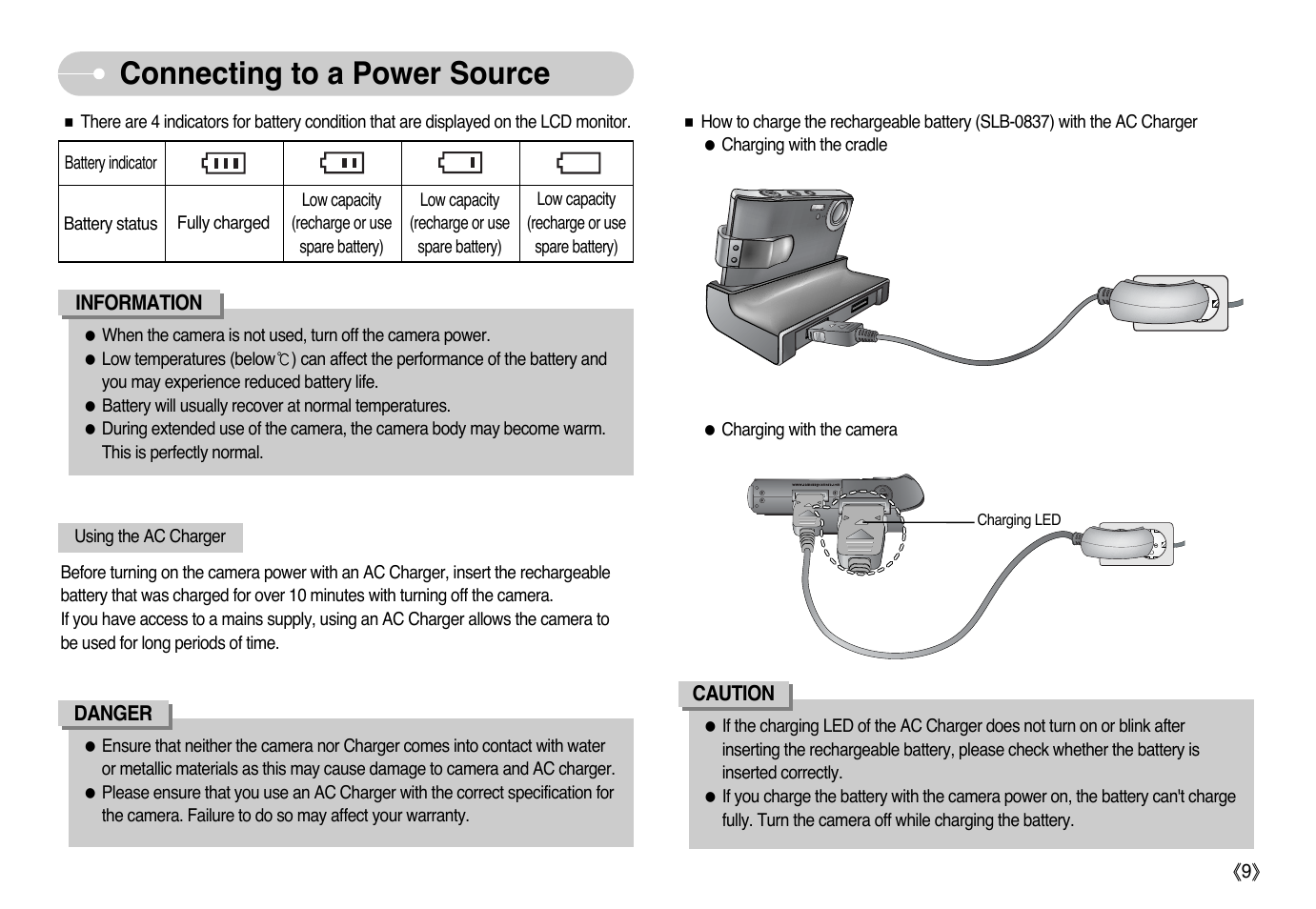 Connecting to a power source | Samsung Digimax i6 User Manual | Page 10 / 90