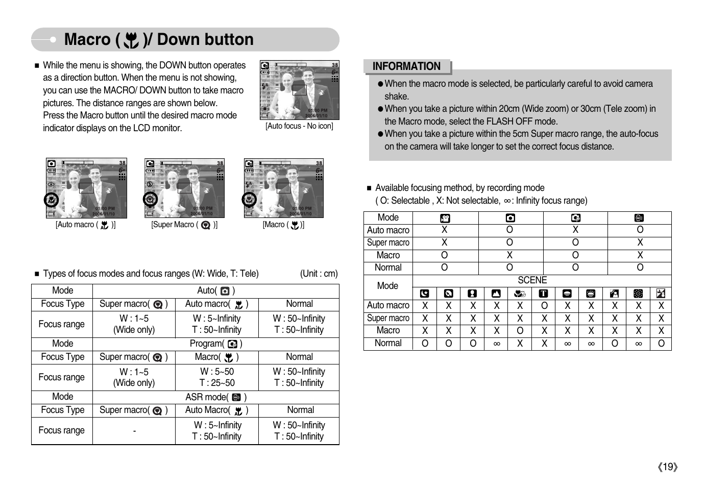 Macro ( )/ down button | Samsung Digimax i6 User Manual | Page 20 / 90