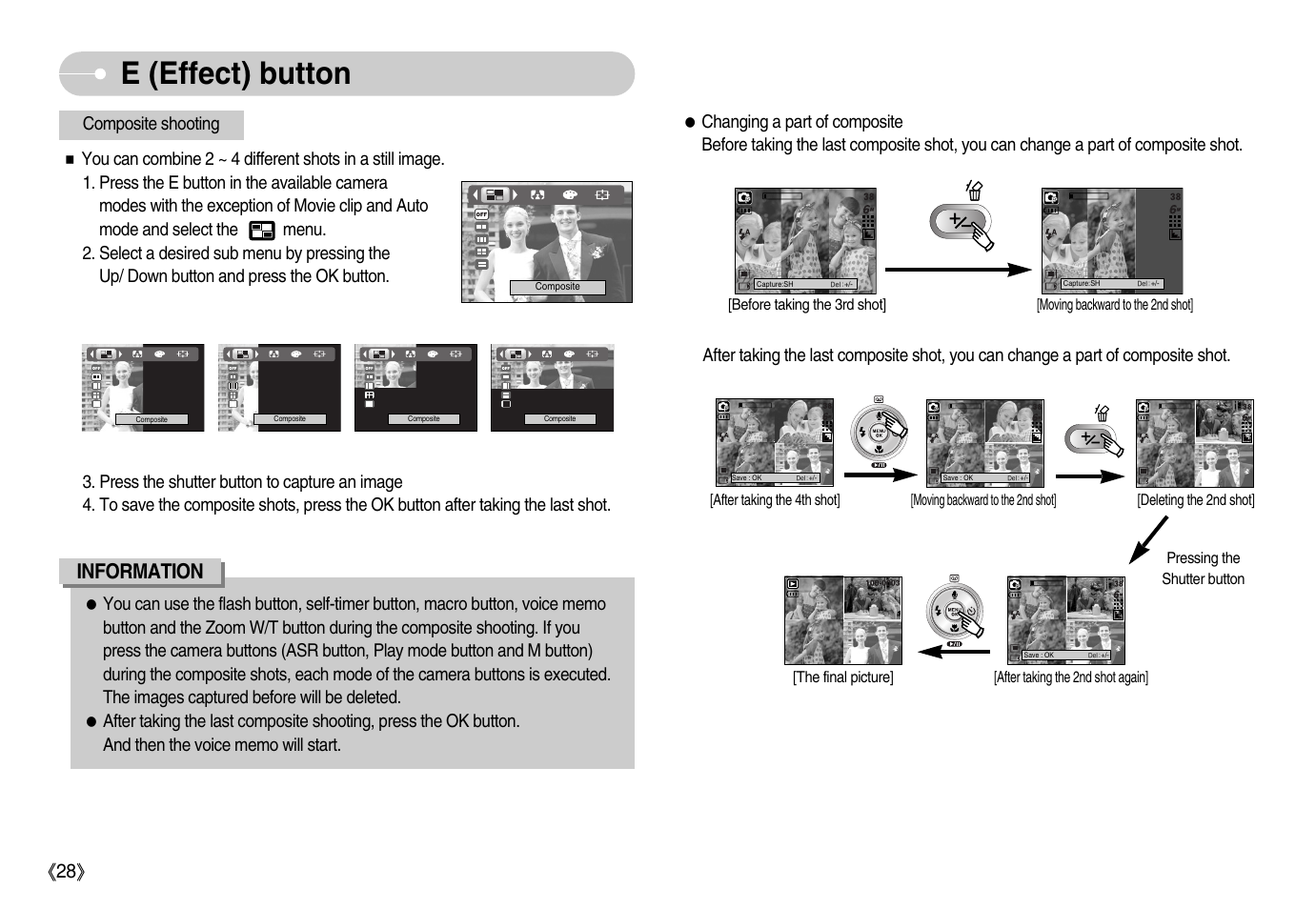 E (effect) button, Information, Ŝ28ş | Samsung Digimax i6 User Manual | Page 29 / 90