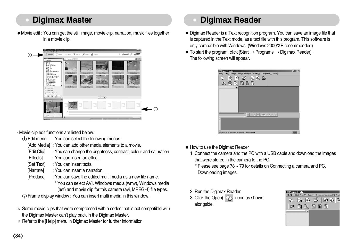 Digimax reader, Digimax master | Samsung Digimax i6 User Manual | Page 85 / 90