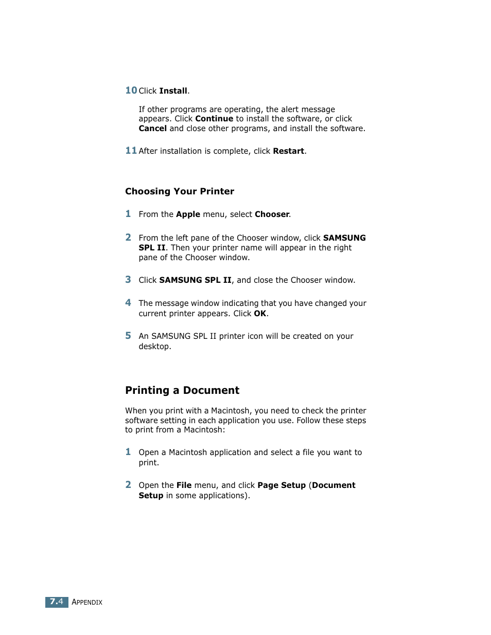 Printing a document | Samsung ML-1750 User Manual | Page 123 / 156