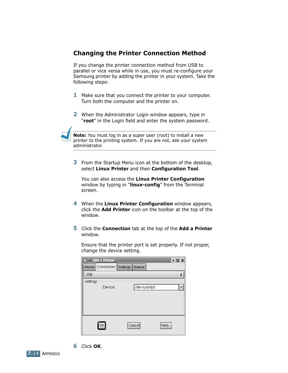 Changing the printer connection method | Samsung ML-1750 User Manual | Page 133 / 156