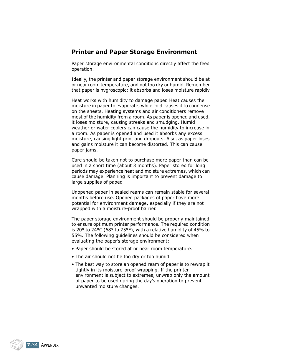 Printer and paper storage environment | Samsung ML-1750 User Manual | Page 153 / 156