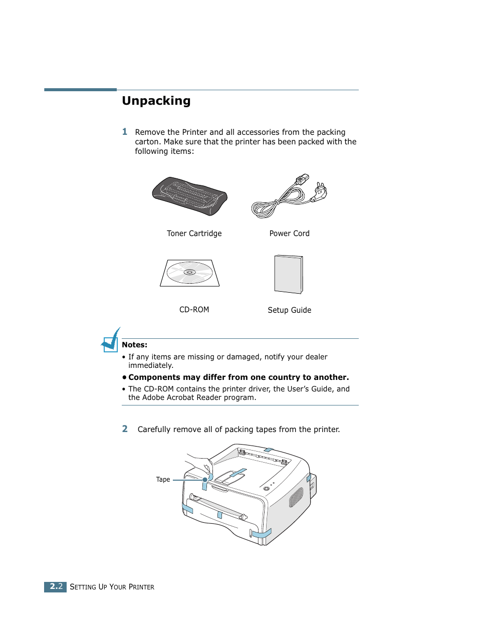 Unpacking | Samsung ML-1750 User Manual | Page 21 / 156