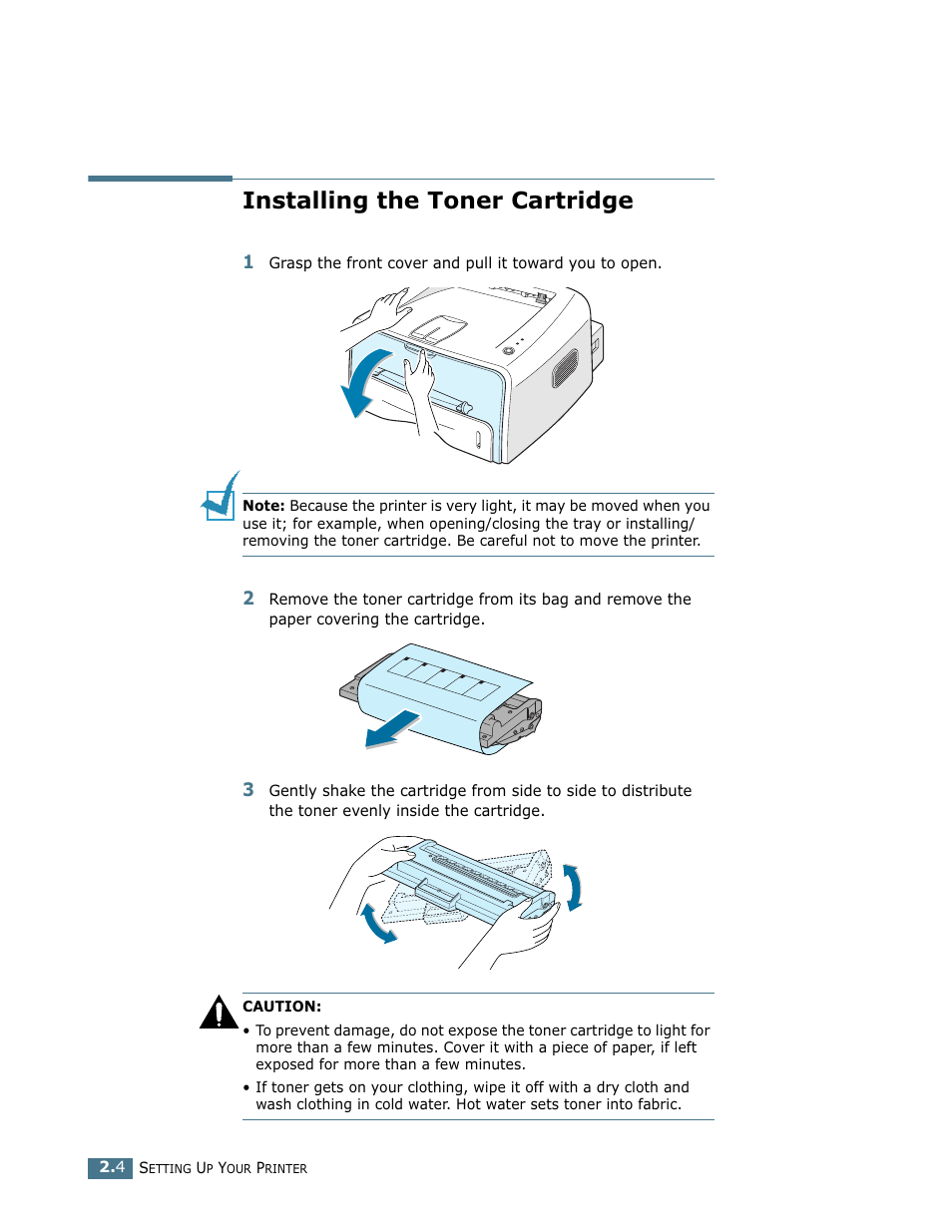 Installing the toner cartridge | Samsung ML-1750 User Manual | Page 23 / 156