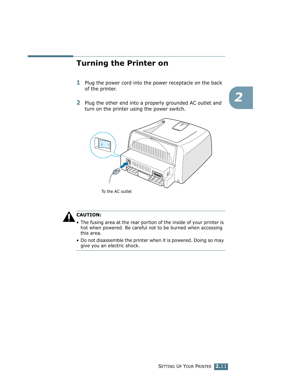 Turning the printer on | Samsung ML-1750 User Manual | Page 30 / 156