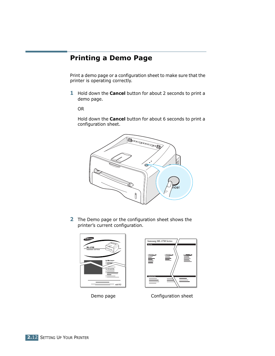 Printing a demo page | Samsung ML-1750 User Manual | Page 31 / 156