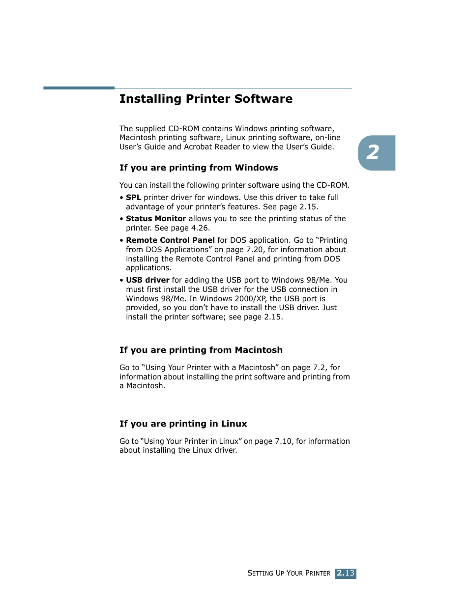 Installing printer software | Samsung ML-1750 User Manual | Page 32 / 156