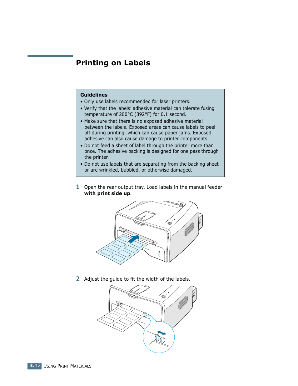 Printing on labels | Samsung ML-1750 User Manual | Page 51 / 156