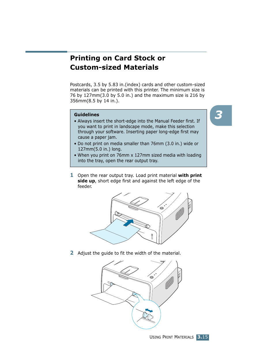 Printing on card stock or custom-sized materials | Samsung ML-1750 User Manual | Page 54 / 156