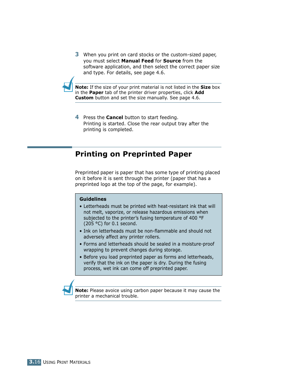 Printing on preprinted paper | Samsung ML-1750 User Manual | Page 55 / 156