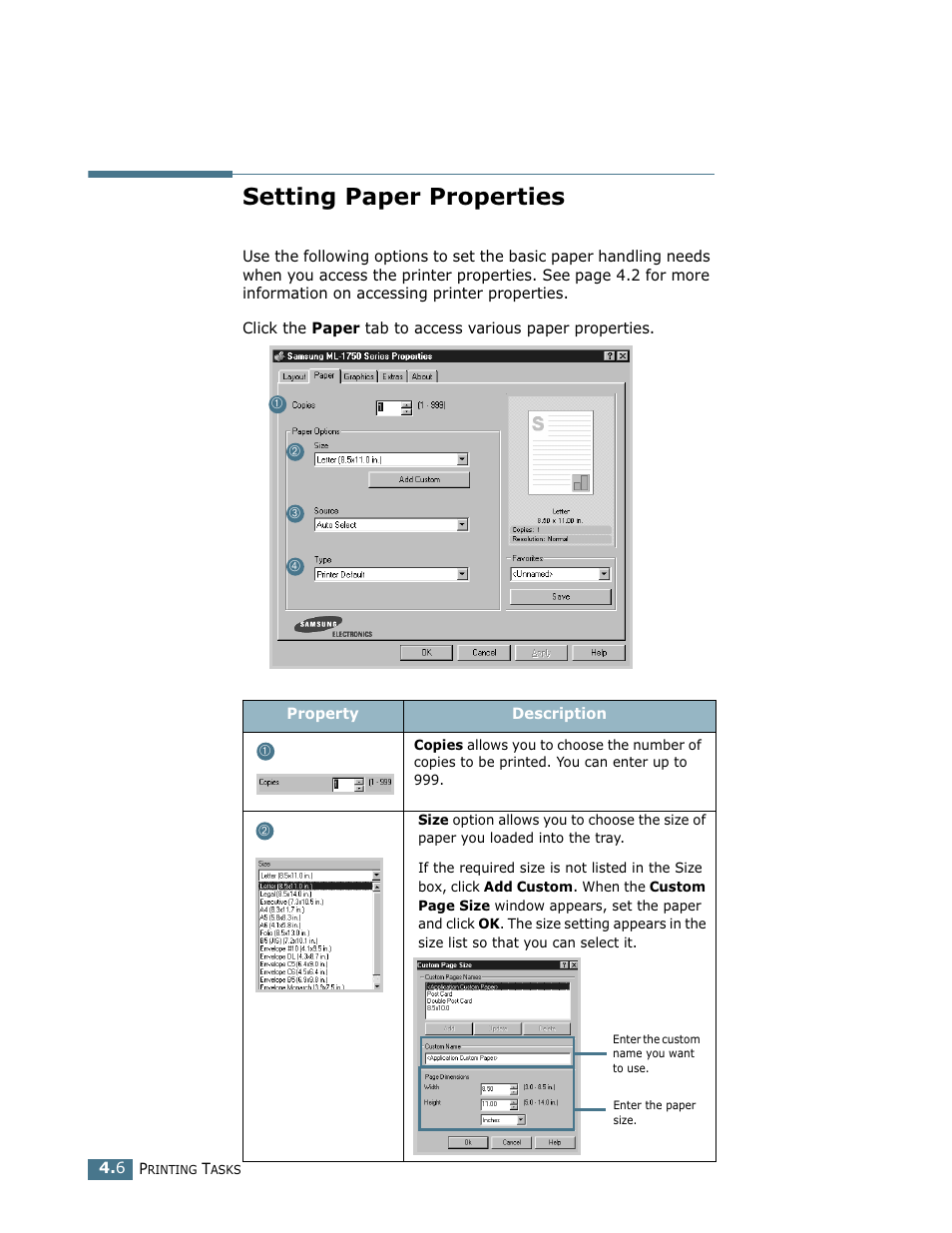 Setting paper properties | Samsung ML-1750 User Manual | Page 63 / 156