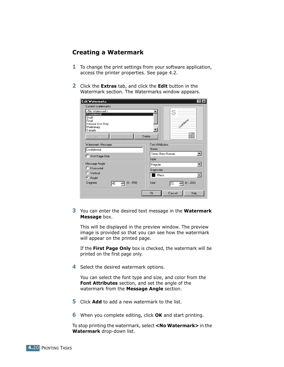 Creating a watermark | Samsung ML-1750 User Manual | Page 77 / 156