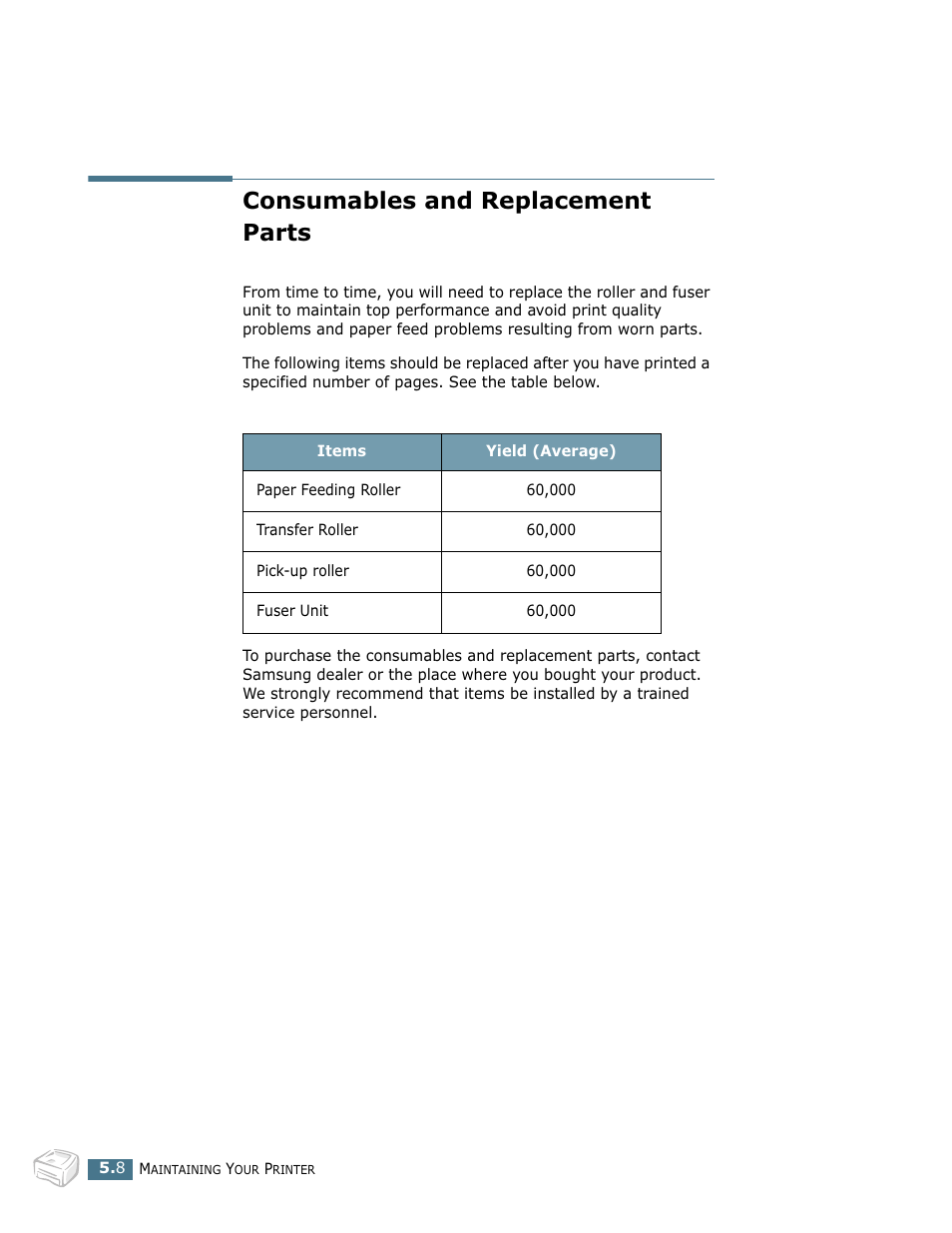 Consumables and replacement parts | Samsung ML-1750 User Manual | Page 95 / 156