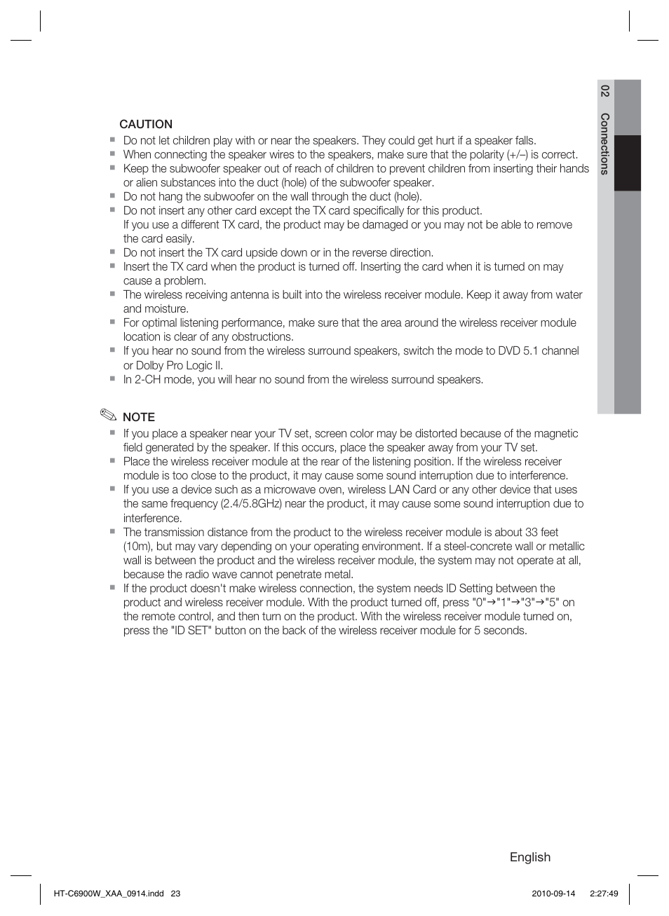Samsung 5.1CH BLU-RAY HT-C6900W User Manual | Page 23 / 73