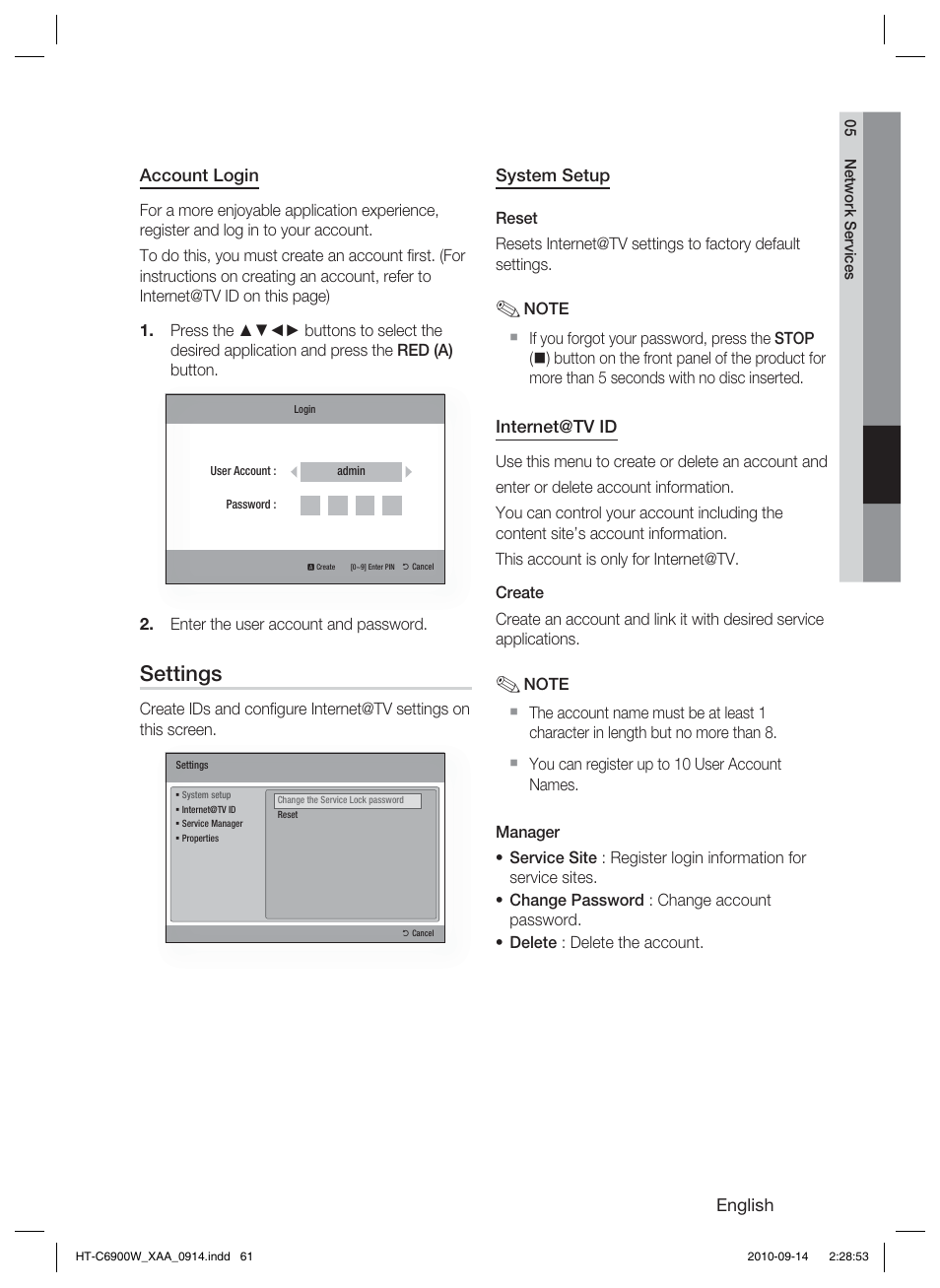 Settings | Samsung 5.1CH BLU-RAY HT-C6900W User Manual | Page 61 / 73