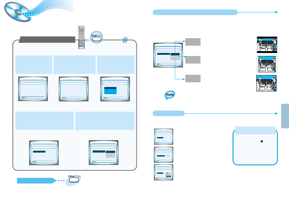 System setup, Rating level, Adjusting the tv aspect ratio (screen size) | Setup | Samsung HT-DM550 User Manual | Page 17 / 25