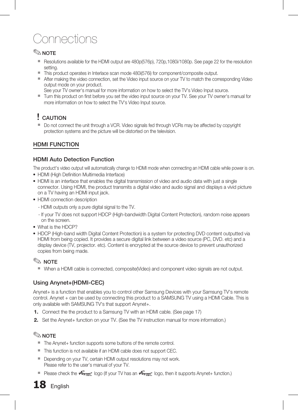 Connections | Samsung AH68-02293B User Manual | Page 18 / 39
