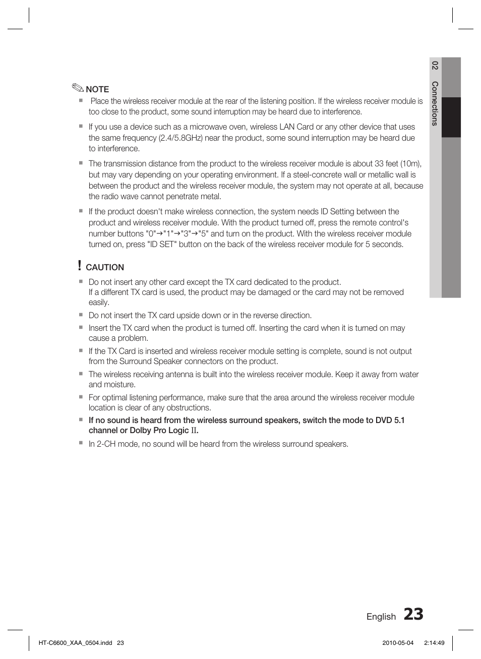 Connecting external devices/your tv via hdmi | Samsung HT C6600 User Manual | Page 23 / 73