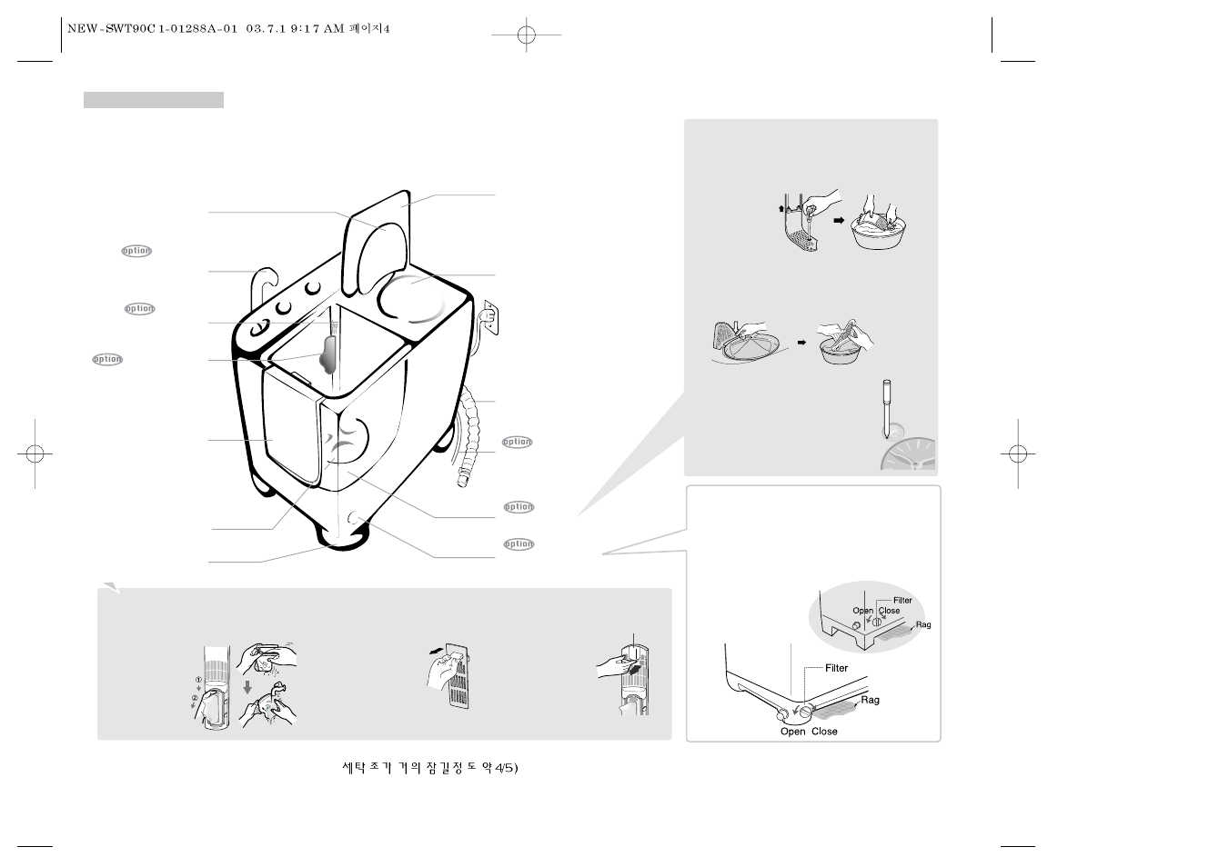 Description and /cleaning of parts | Samsung SW-903(P) User Manual | Page 4 / 8