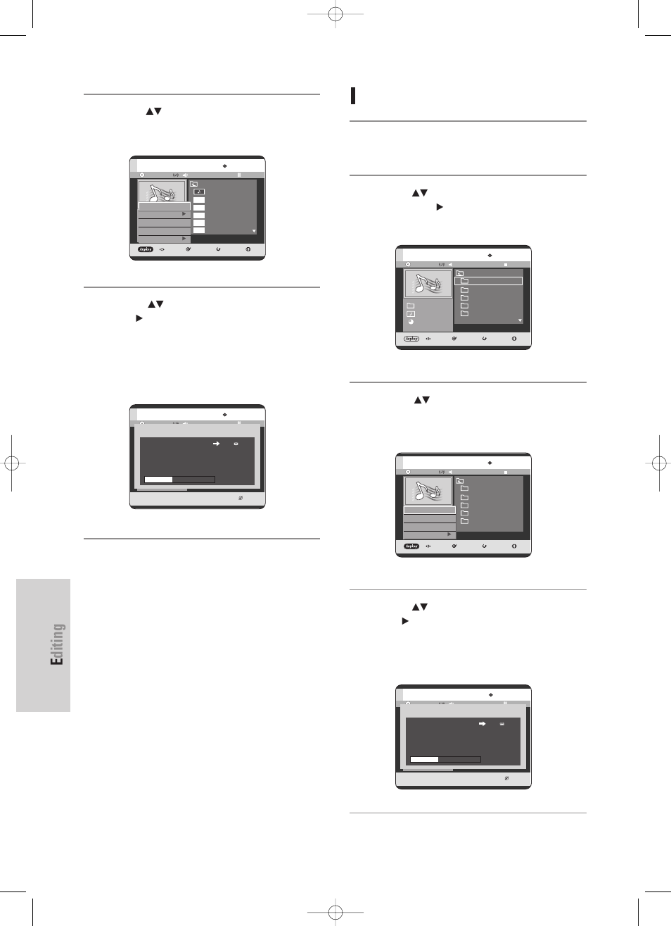 Folder copy, Editing, 120 - english | Insert a disc (jpeg or mp3) in to the tray | Samsung DVD-HR725 User Manual | Page 120 / 135