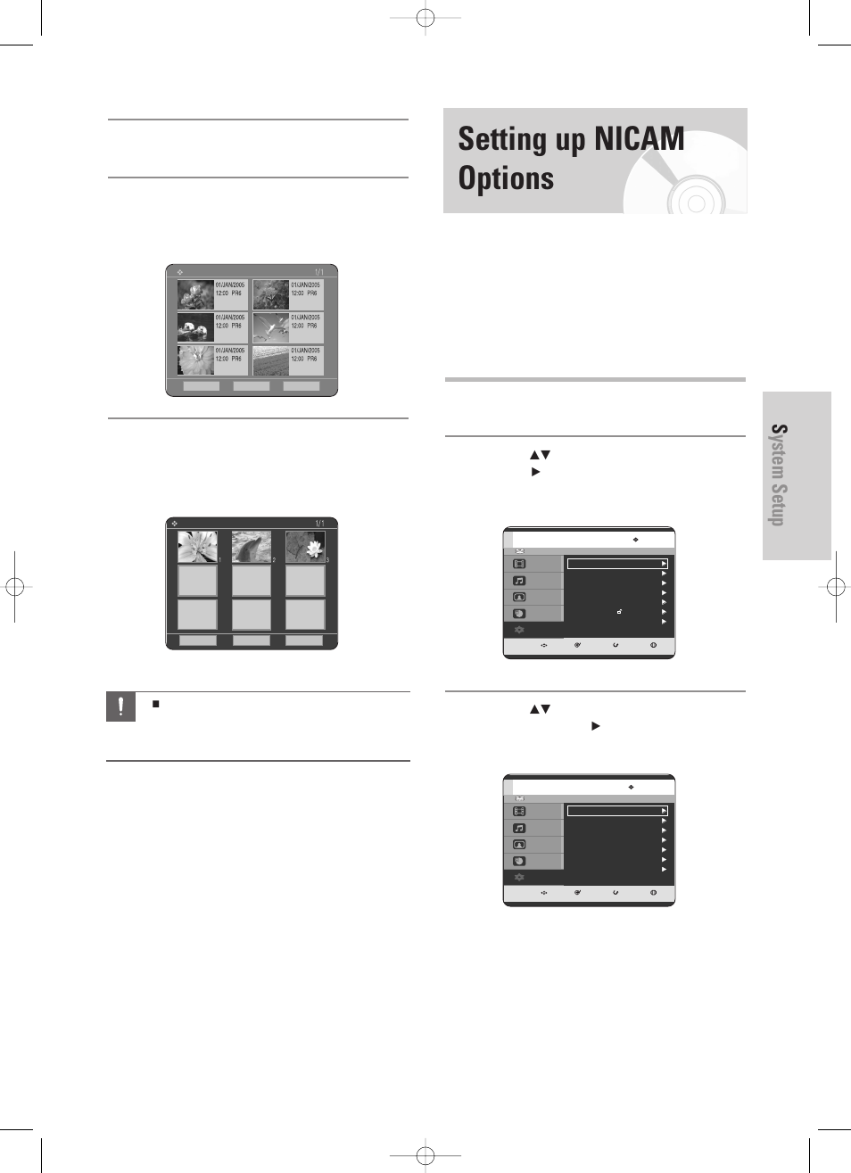 Setting up nicam options, System setup, English - 37 | Samsung DVD-HR725 User Manual | Page 37 / 135