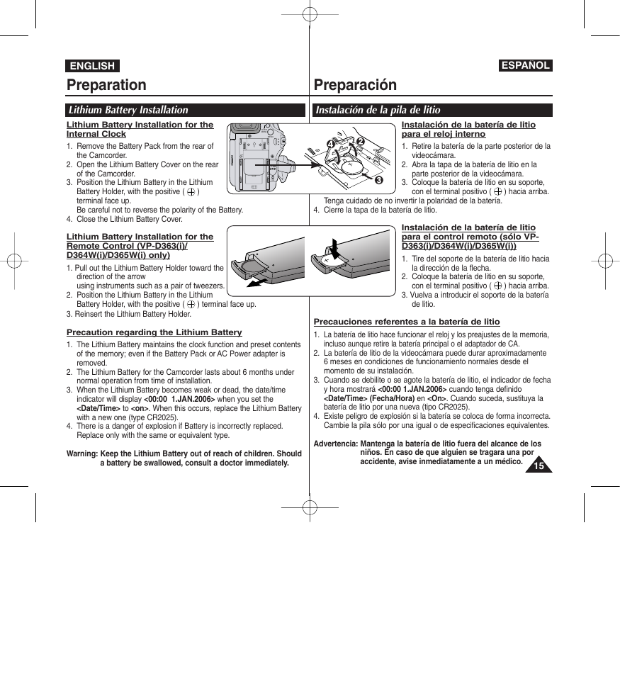 Preparation preparación | Samsung D365W(I) User Manual | Page 15 / 107