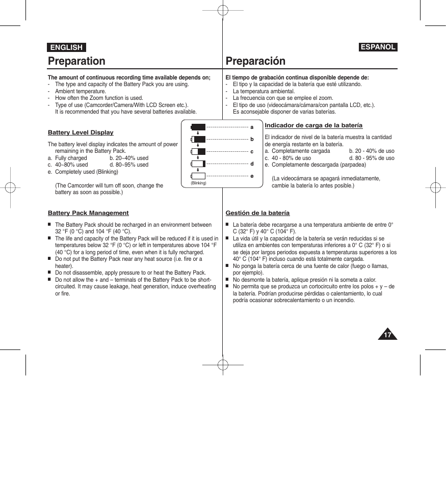 Preparation preparación | Samsung D365W(I) User Manual | Page 17 / 107