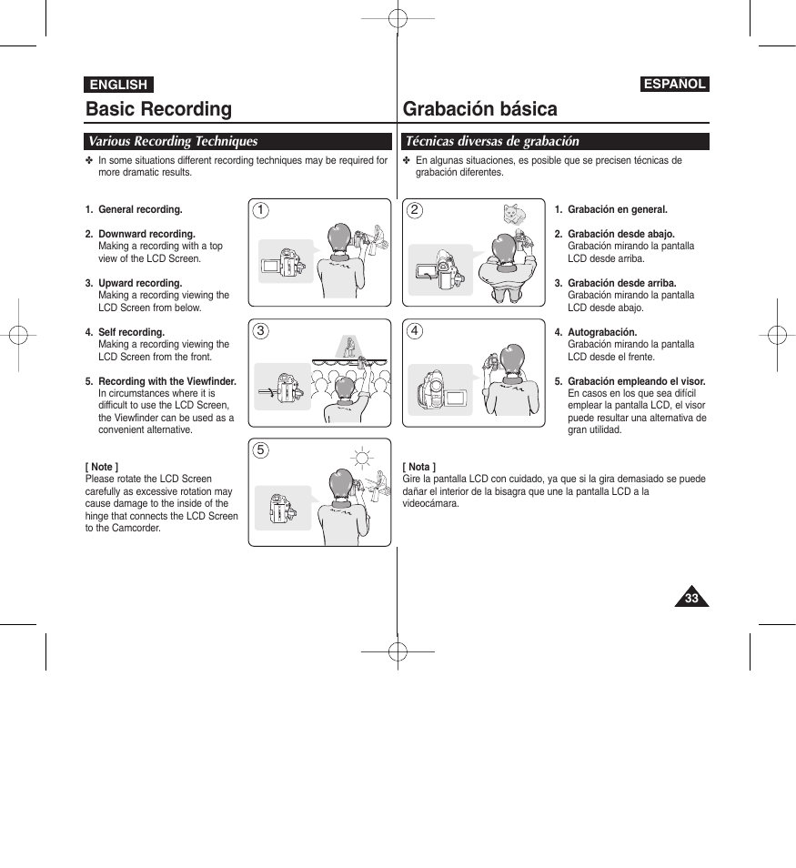 Basic recording grabación básica | Samsung D365W(I) User Manual | Page 33 / 107