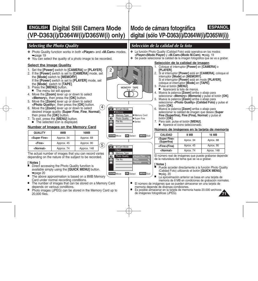 Español, English | Samsung D365W(I) User Manual | Page 71 / 107