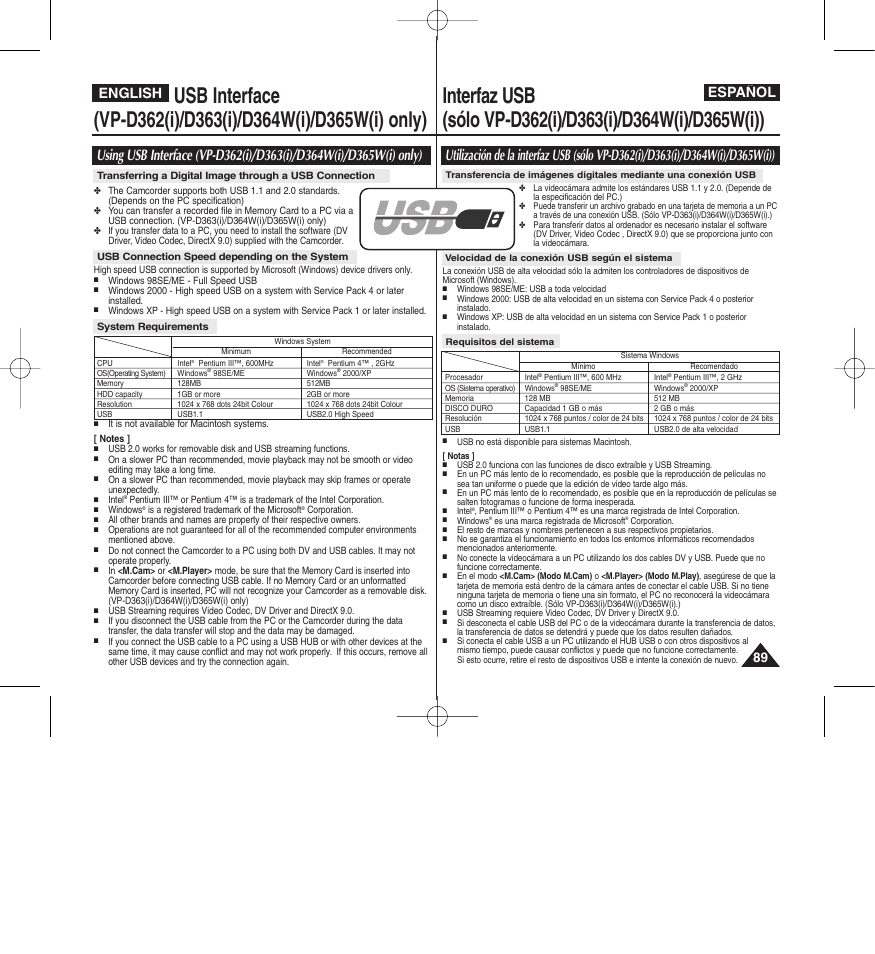 Español, English | Samsung D365W(I) User Manual | Page 89 / 107