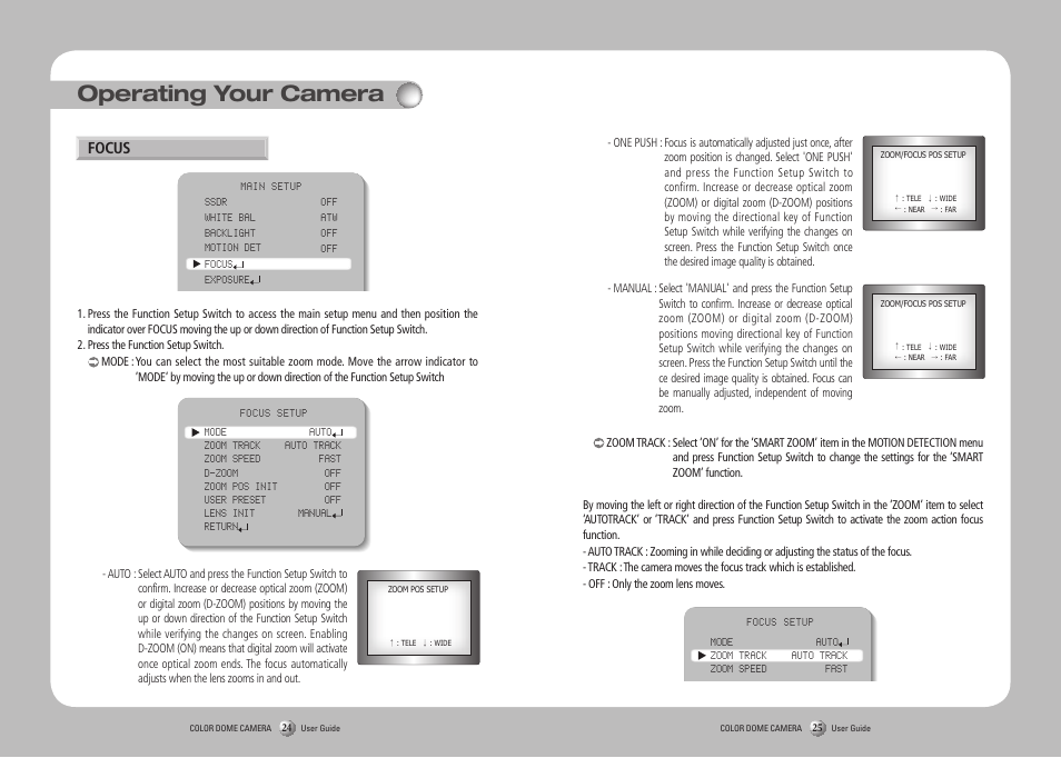 Operating your camera, Focus | Samsung SVD-4700 User Manual | Page 13 / 25