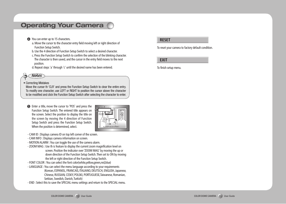 Operating your camera | Samsung SVD-4700 User Manual | Page 21 / 25
