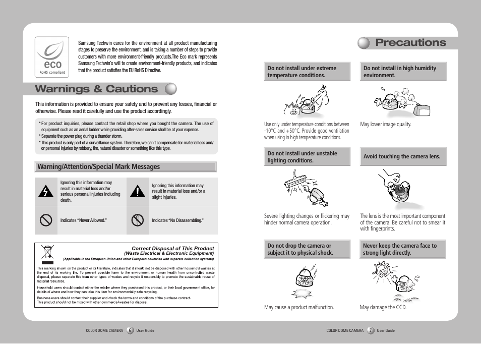 Warnings & cautions, Precautions | Samsung SVD-4700 User Manual | Page 4 / 25