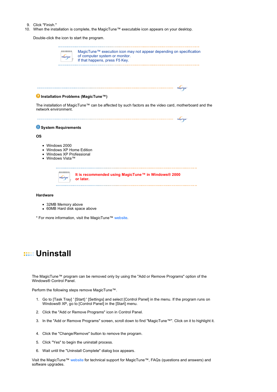 Uninstall | Samsung 2032GWPlus User Manual | Page 27 / 62