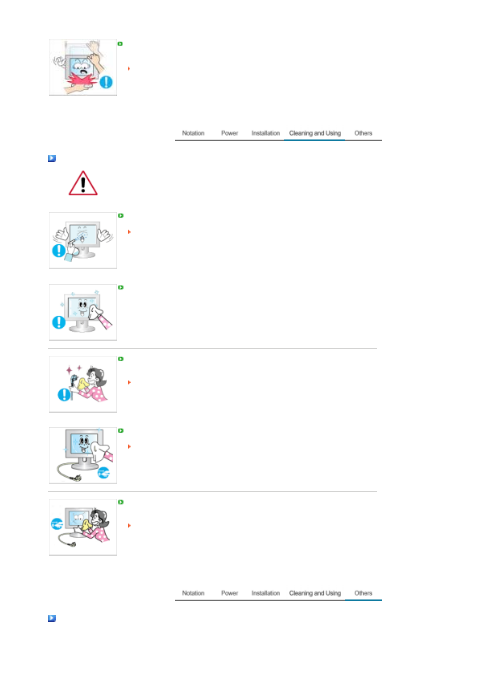 Cleaning and using, Others | Samsung 2032GWPlus User Manual | Page 6 / 62