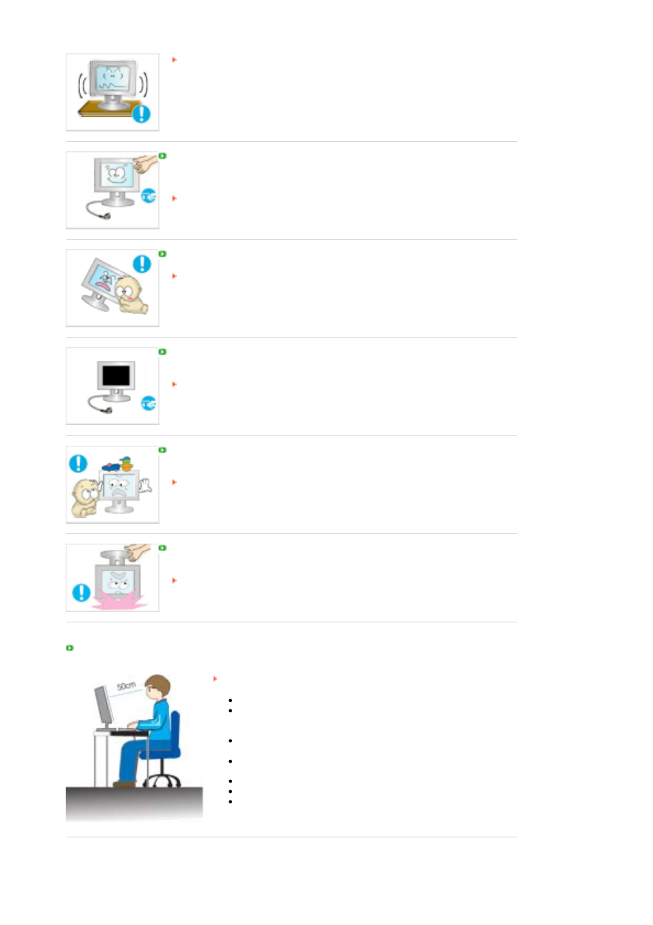 Good postures when using the monitor | Samsung 2032GWPlus User Manual | Page 9 / 62