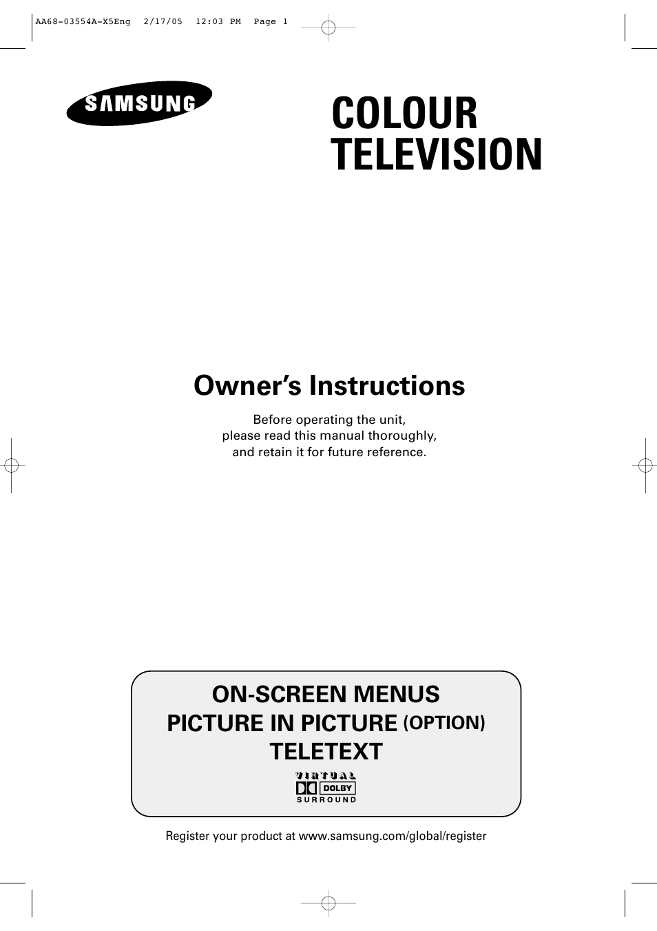 Samsung WS-32Z308P User Manual | 48 pages