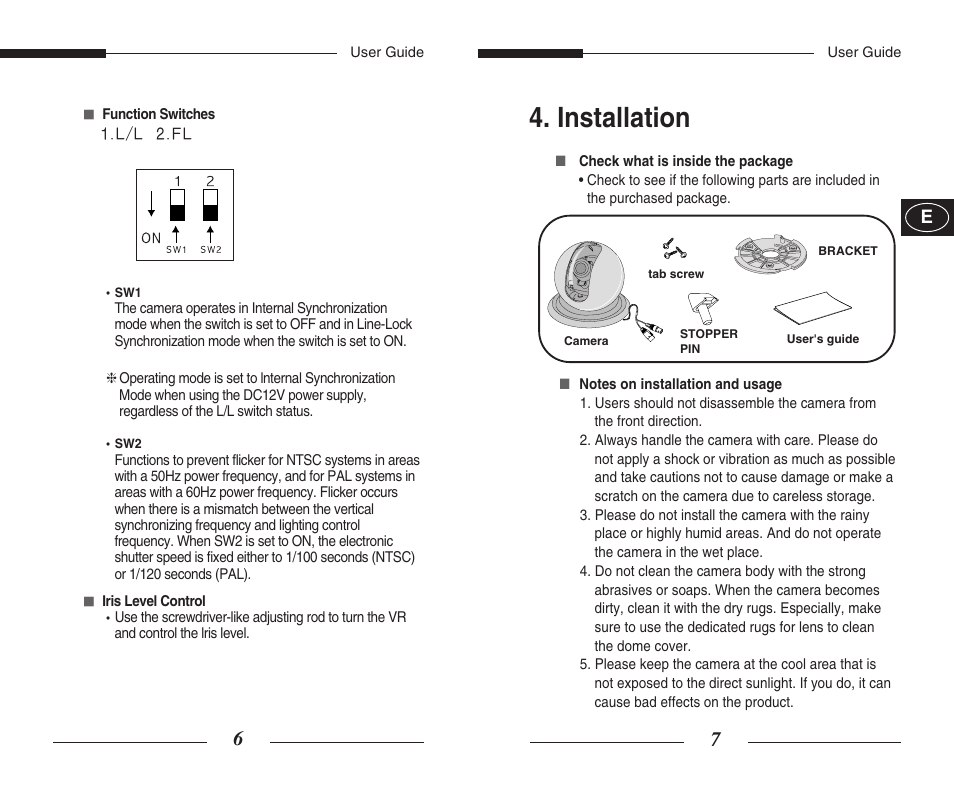 Installation | Samsung SCC-B5351GP User Manual | Page 5 / 49