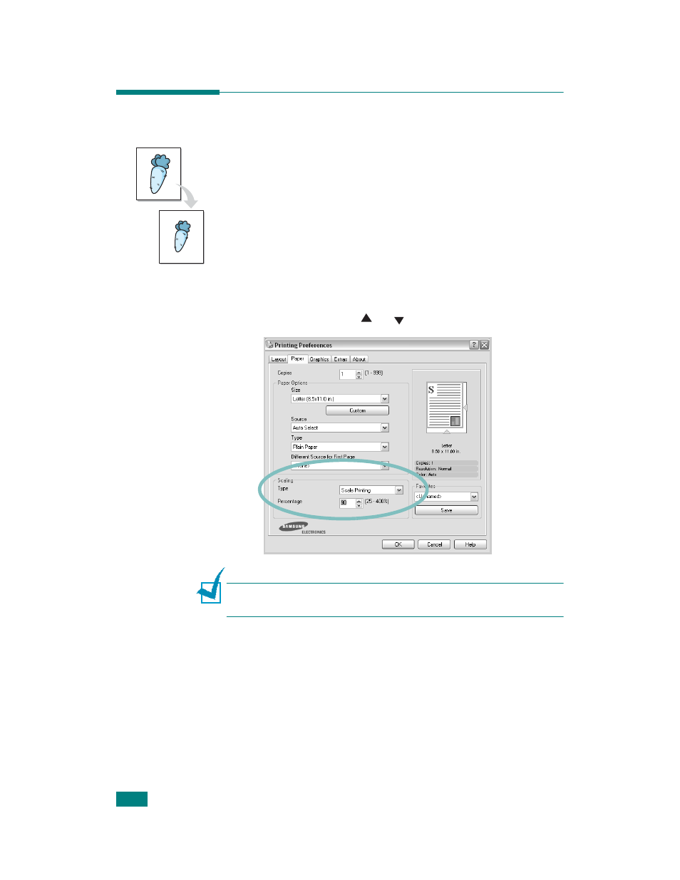 Scaling your document | Samsung CLP-510 Series User Manual | Page 109 / 266