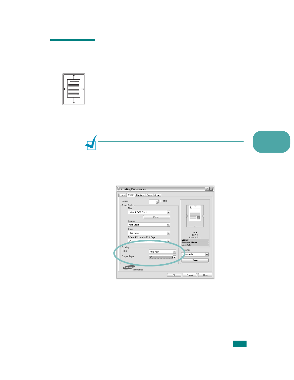 Fitting your document to a selected paper size | Samsung CLP-510 Series User Manual | Page 110 / 266